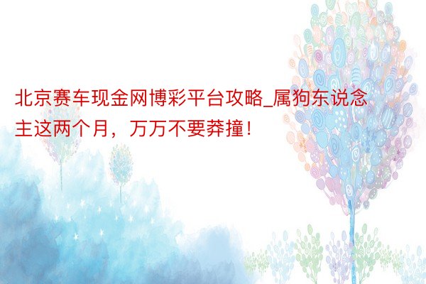 北京赛车现金网博彩平台攻略_属狗东说念主这两个月，万万不要莽撞！