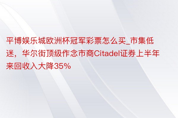 平博娱乐城欧洲杯冠军彩票怎么买_市集低迷，华尔街顶级作念市商Citadel证券上半年来回收入大降35%