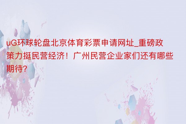 uG环球轮盘北京体育彩票申请网址_重磅政策力挺民营经济！广州民营企业家们还有哪些期待？