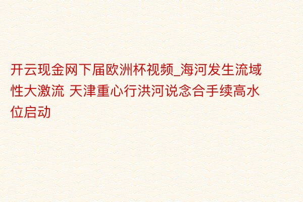 开云现金网下届欧洲杯视频_海河发生流域性大激流 天津重心行洪河说念合手续高水位启动