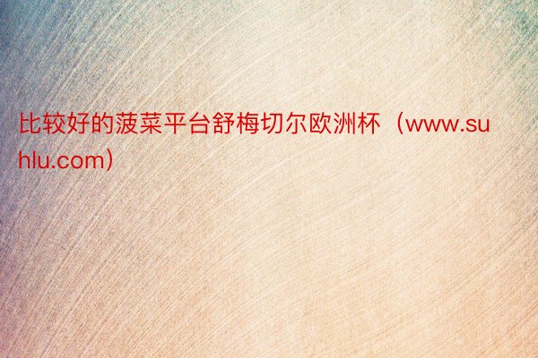 比较好的菠菜平台舒梅切尔欧洲杯（www.suhlu.com）